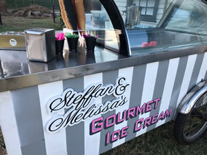 Ice Cream Cart with Personalised Signage at a Wedding