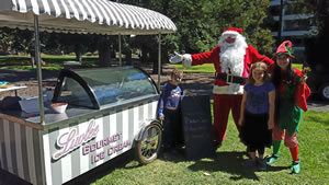Santa with the Luvlee Ice Cream Cart